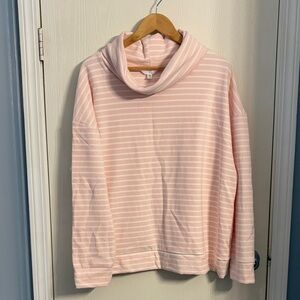 Time and Tru Light Pink Striped Turtleneck Sweater